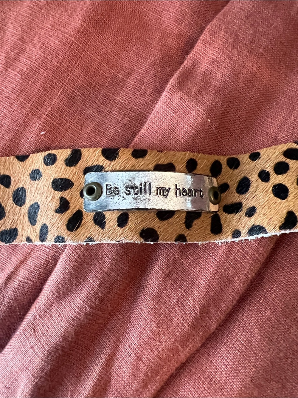 Be Still My Heart Leopard Print Leather Bracelet